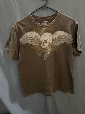 Old Navy Brown Crewneck Graphic Tee with White Print